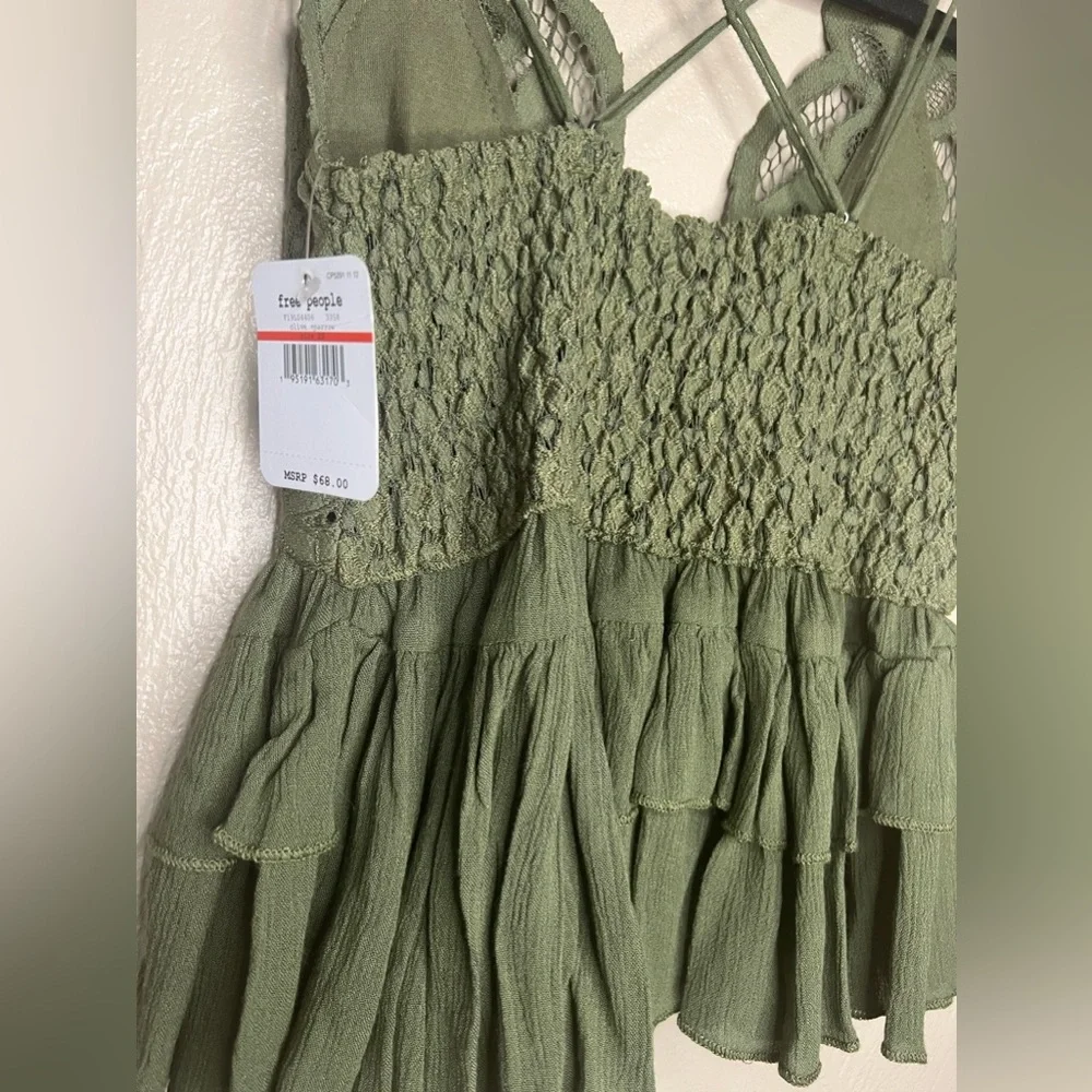 Free People Lace Green Spaghetti Strap Adjustable Tank Size Extra Small - Picture 7 of 7